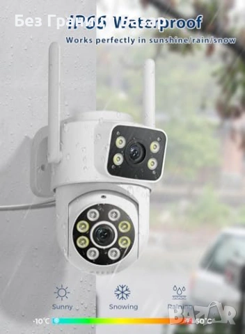Нова 6MP 3K WiFi външна камера двоен обектив 360° PTZ IP66 за охрана дом, снимка 7 - IP камери - 53375339