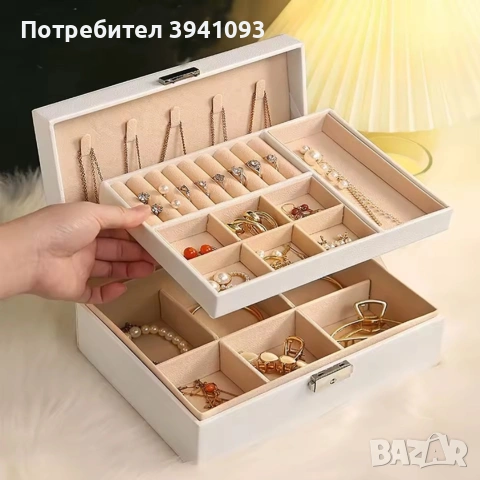 Кутия за бижута Голяма с много отделения Бяла, снимка 8 - Други - 53454403