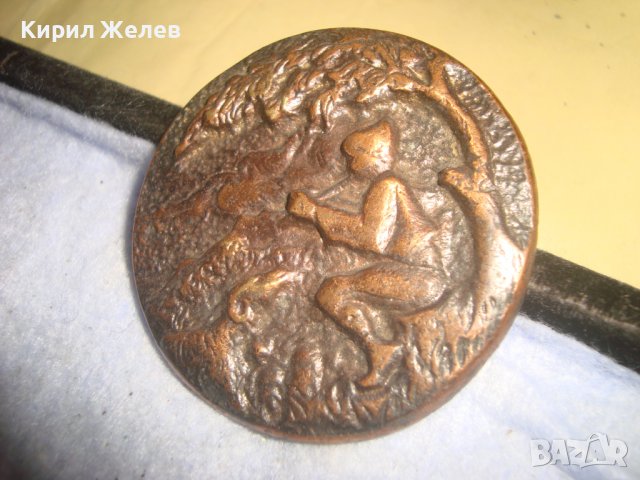 СТАРА МЕДНА РЕЛЕФНА АПЛИКАЦИЯ ПАНО КАРТИНА РЪЧНА МАСИВНА ИЗРАБОТКА 27220, снимка 7 - Пана - 38129316