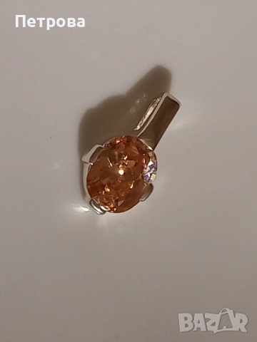 Нова сребърна висулка с цитрин , снимка 5 - Колиета, медальони, синджири - 52041326