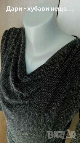 Стилна двупластова блуза, в черно и сребристо👗🍀M/L,L👗🍀арт.2049, снимка 2 - Блузи с дълъг ръкав и пуловери - 33588989