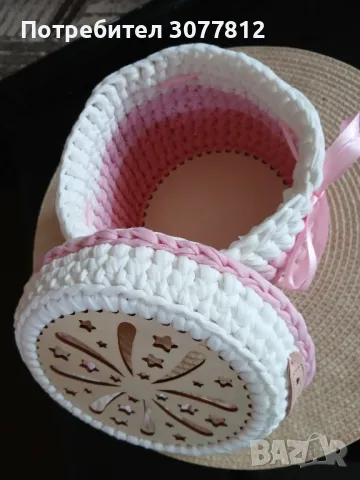 Плетен панер със капаче, снимка 4 - Декорация за дома - 49288297