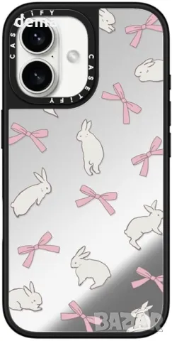 Калъф CASETiFY Mirror за iPhone 16, Съвместим с Magsafe - Сребристо върху черно, снимка 1
