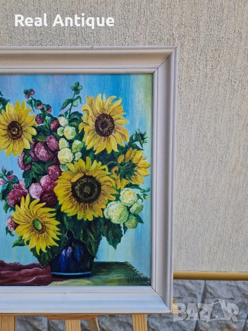 Красива антикварна авторска картина масло върху платно, снимка 4 - Антикварни и старинни предмети - 51054072