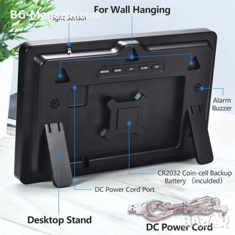 Голям модерен електронен часовник с дистанционно за бюро стена светещ на ток дигитален светещ USB, снимка 5 - Други - 51038395