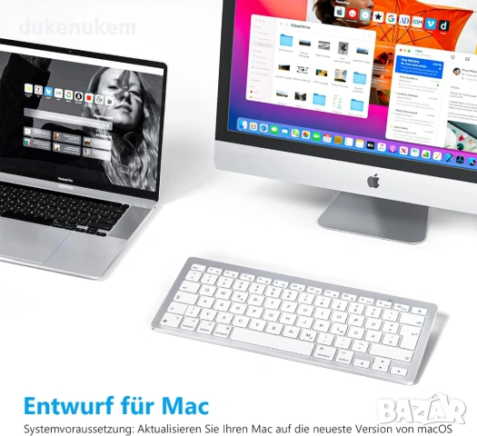 Безжична Bluetooth клавиатура за Mac с QWERTZ DE подредба, снимка 2 - Клавиатури и мишки - 53187862
