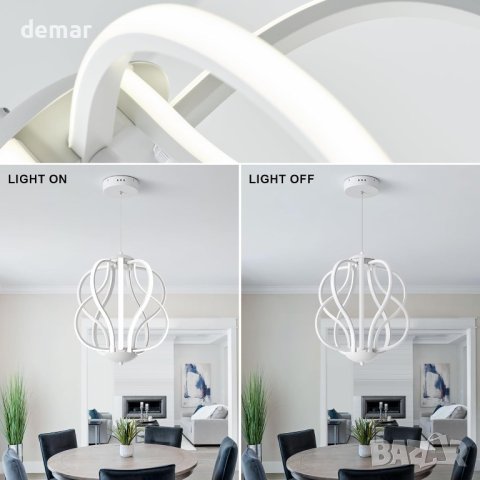 LMiSQ Модерна лампа - полилей Ф38CMxH40CM Бяла LED Димируема 0%-100%, снимка 7 - Лед осветление - 43942123