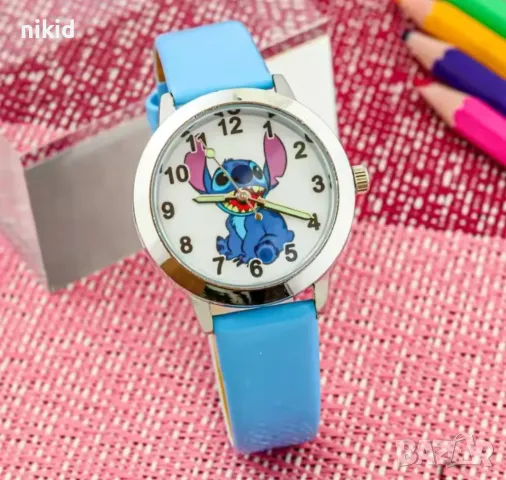 3 цвята Стич Stitch Лило детски дамски ръчен часовник , снимка 2 - Детски - 48885446