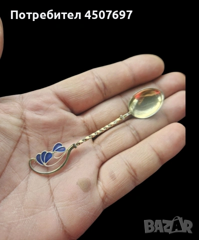 Красиви сребърни лъжици с емайл Plique-а-Jour., снимка 3 - Антикварни и старинни предмети - 53138444