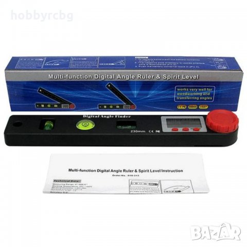 Многофункционален цифров ъгълoмер, линия (7 инча, 195 мм), 3 либели, транспортир, снимка 10 - Други инструменти - 35017952