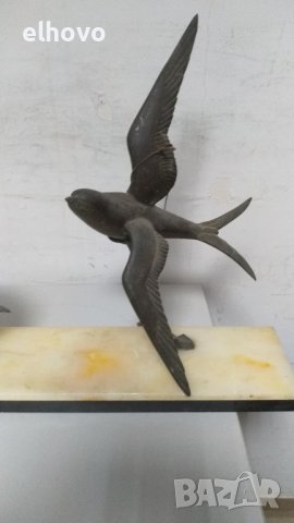 Часовник Silver Paris с бронзова фигура на лястовица, снимка 7 - Антикварни и старинни предмети - 36713582