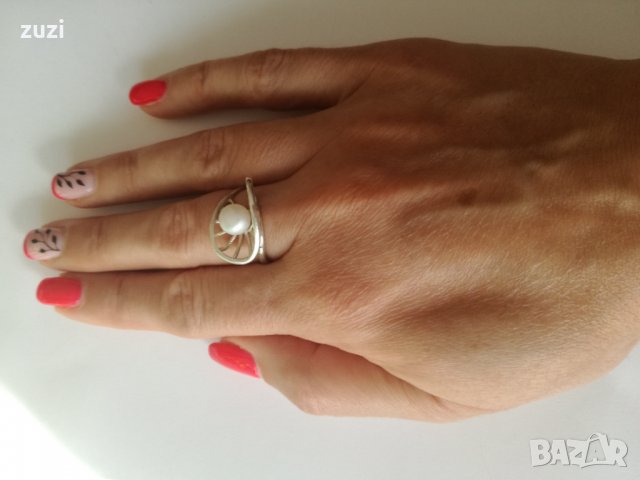 Сребърен пръстен и медальон с перла.Сребро проба 925., снимка 4 - Бижутерийни комплекти - 38520526
