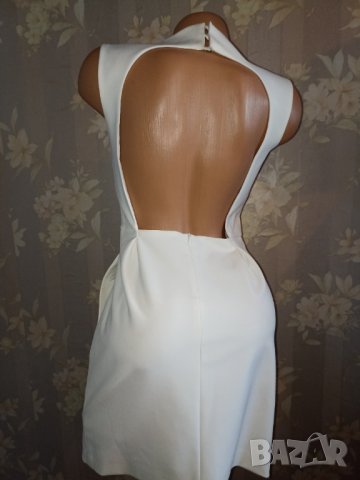 Zara S-Бяла  къса рокля с изрязан гръб , снимка 1 - Рокли - 40532961