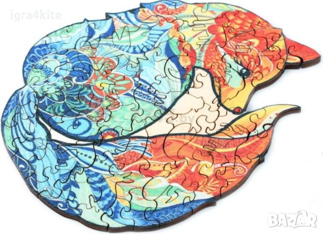 Дървен пъзел животни ЛИСИЦА С ОПАШКА Firefox / А4 формат Размер М, снимка 2 - Игри и пъзели - 43288189