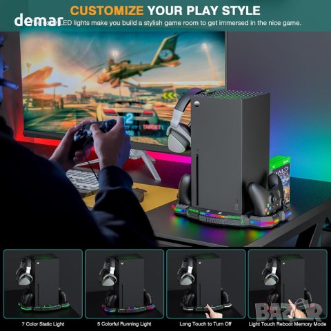 Стойка с вертикален охлаждащ вентилатор Wiilkac за Xbox Series X, снимка 5 - Аксесоари - 43727340