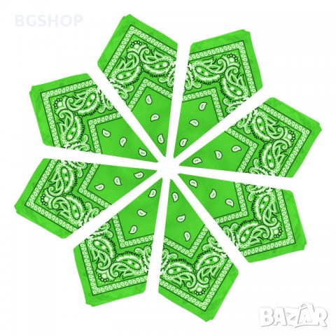 Бандана - Хип Хоп шал - Светло зелен, снимка 4 - Шалове - 28468282