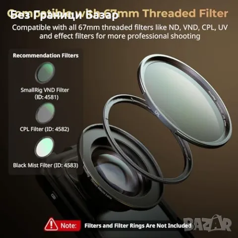 Нов SmallRig 75mm T-монтаж макро обектив за телефони – за фото и видео, снимка 4 - Чанти, стативи, аксесоари - 47389354