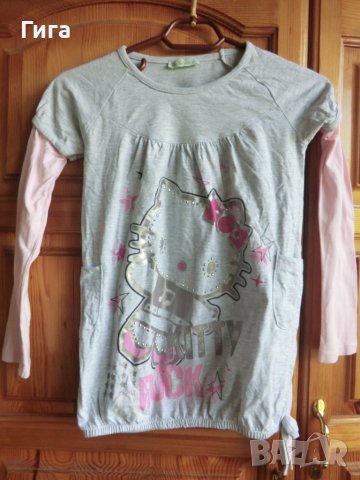 сив0 блузонче с кити, снимка 2 - Детски Блузи и туники - 37481846