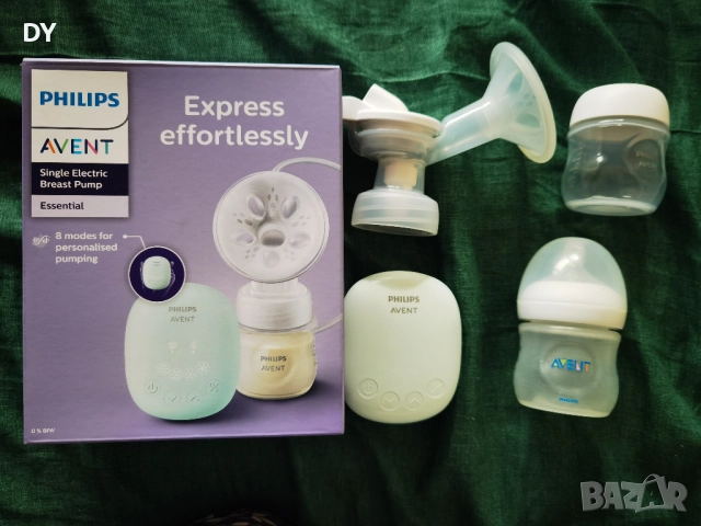 Електрическа Помпа за кърма Philips Avent Essential с гаранция + подарък Шише Philips Avent Natural