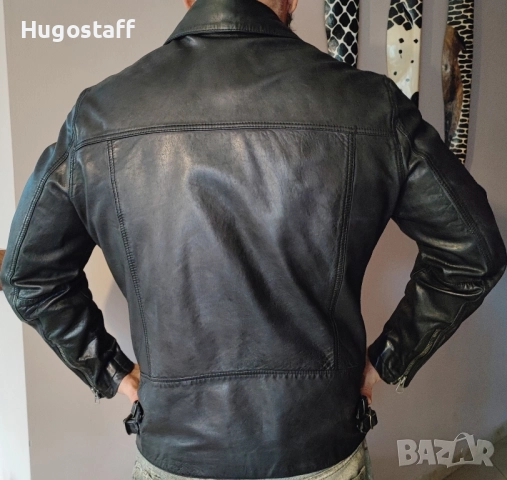 Мъжко оригинално кожено яке рокерия Pepe Jeans Хлл, снимка 4 - Якета - 51953742