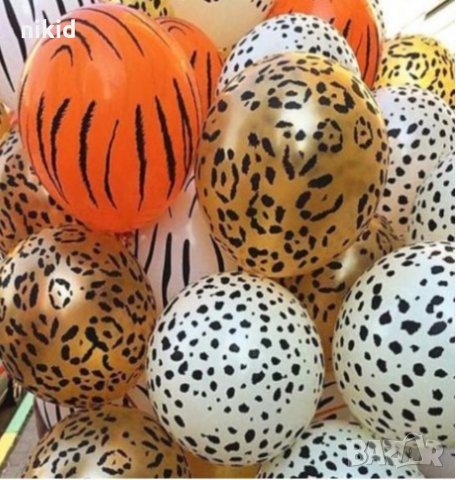 балон балони сафари шарки джунгла петна крава лапи диви животни Обикновен надуваем латекс латексов , снимка 3 - Други - 33515322