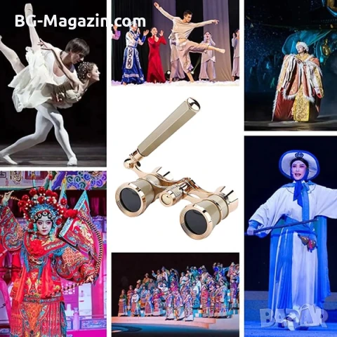 Златист театрален бинокъл с дръжка 3×25 за театър опера концерти подарък мощен 3X увеличение, снимка 4 - Други ценни предмети - 50931365