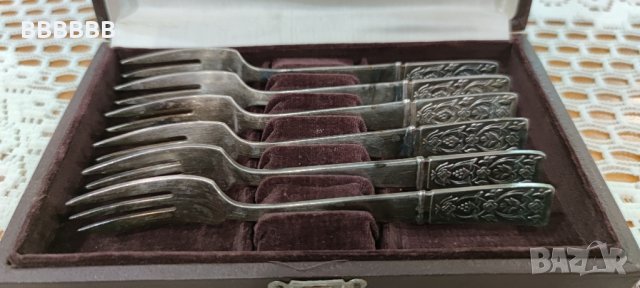 Старинни Посребрени Руски Десертни Вилички, снимка 4 - Антикварни и старинни предмети - 43153669