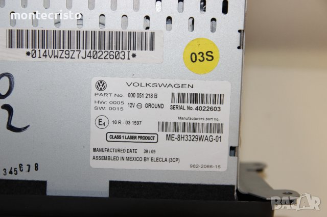 CD MP3 RADIO Bluetooth USB AUX VW Polo V 6R1 (2009-2014г.) 000 051 218 B / 000051218B, снимка 4 - Аксесоари и консумативи - 43453519