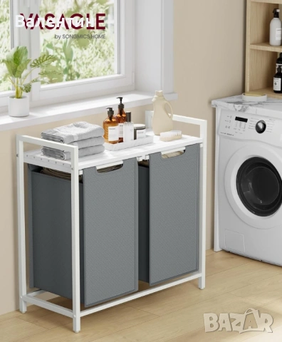Кош за пране с 2 отделения и рафт, снимка 2 - Други - 53123477
