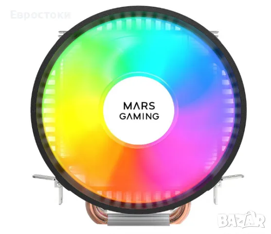 Вентилатор на процесора Mars Gaming MCPUARGB, CHROMA RGB процесорен радиатор, 2X HCT топлинни тръби, снимка 3 - Други - 49427786