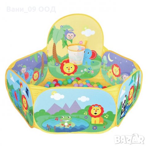 Детски център за игра с баскетболен кош и 25 шарени топчета за игра, снимка 2 - Други - 33176569