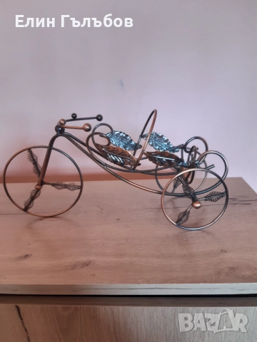 Стойка (поставка) за бутилка колело (триколка), ръчно изработена , снимка 4 - Декорация за дома - 52927930