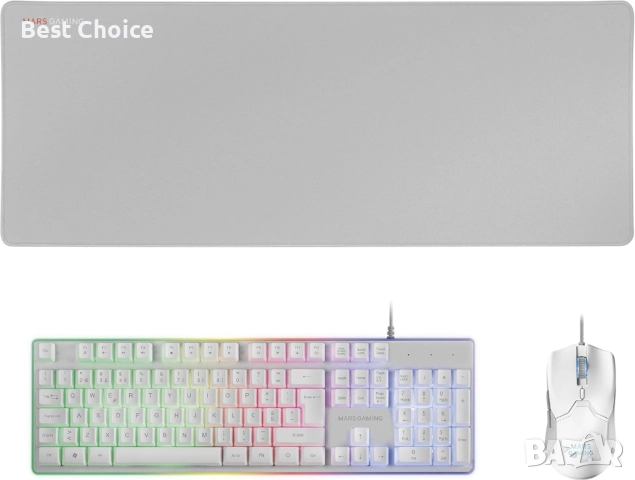 Mars Gaming MCPXW Gaming Combo, комплект 3 в 1, клавиатура+мишка+огромна подлложка