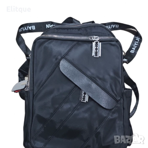 Модерна, дамска, ежедневна раница със сребристи ципове , снимка 3 - Раници - 52905725