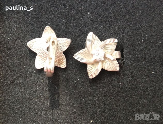 Сребърни обеци с циркони - цветя / проба 925 , снимка 1 - Обеци - 32395883