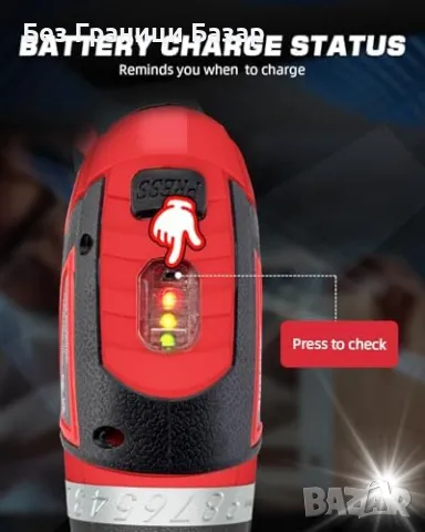 Нов Комплект 34 части DuroFort 8V винтоверт с регулируема дръжка, снимка 5 - Винтоверти - 47271958