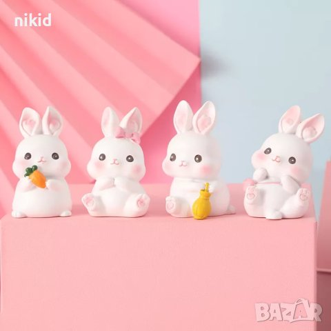 3D 4 вида Заек зайче цилиндър силиконов молд форма фондан шоколад гипс смола свещ кубчета имена, снимка 12 - Форми - 40132172