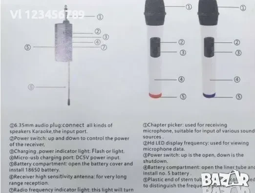 Двойка безжични микрофони WG-22, 2, предавател, приемник, снимка 6 - Микрофони - 50702671