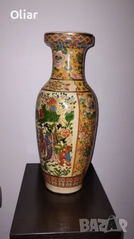 Красива ваза от керамика с ярки, цветни, китайски мотиви. , снимка 3 - Вази - 48182878