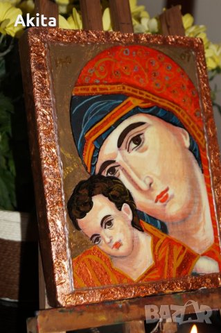 Света Богородица с Младенеца, снимка 7 - Икони - 26703156
