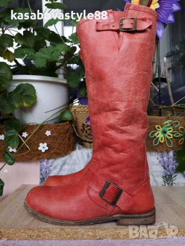 Ботуши от Естествена кожа в цвят Корал  41 н. , снимка 1