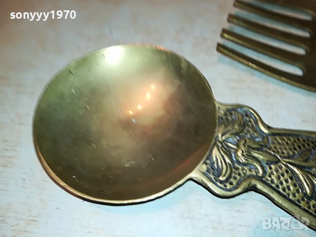 МЕД/МЕСИНГ-ЛЪЖИЦА И ВИЛИЦА ЗА КОЛЕКЦИЯ 0407221916, снимка 3 - Антикварни и старинни предмети - 37286806