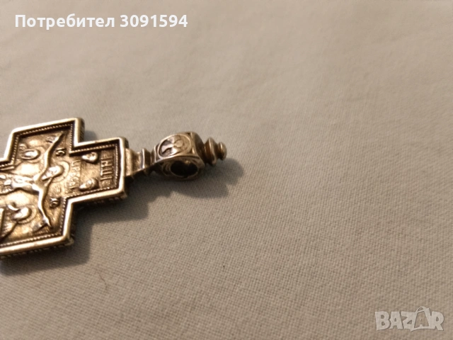 Сребърен кръст с оксидация – светлина и закрила размер 4,см -3грама, снимка 2 - Антикварни и старинни предмети - 53013417