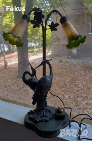 Уникално красива голяма арт лампа фигурална метал алабастър, снимка 7 - Антикварни и старинни предмети - 53408535