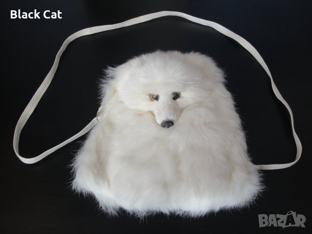 Нова луксозна кожена дамска чанта / раница, естествена кожа с косъм от бяла / полярна лисица, пух, снимка 3 - Чанти - 38707008