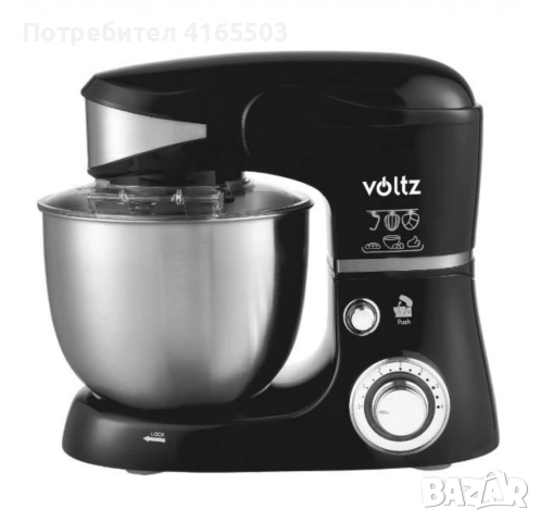 Планетарен миксер Voltz V51115G – 5L инокс купа, 6 скорости + Pulse, 3 бъркалки
