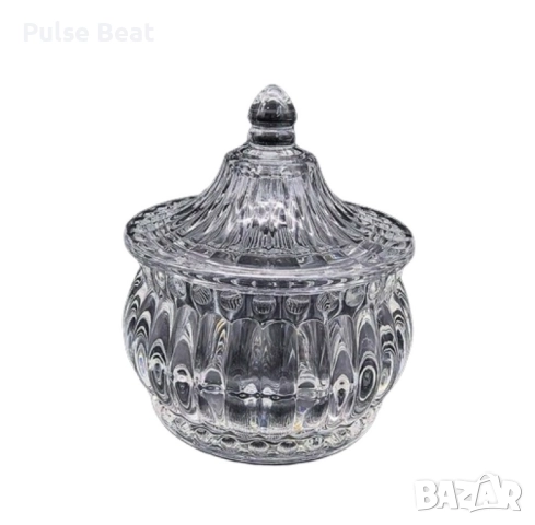 Стъклена захарница с капак, снимка 5 - Аксесоари за кухня - 52406753