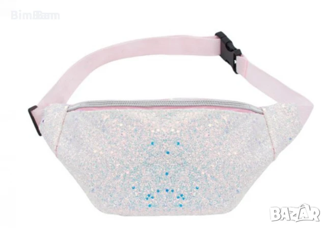 Детска чанта за кръст с холографски блясък 28.5x13см
