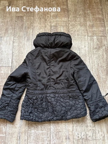  Страхотно  черно кукленско кокетно  ново елегантно шушляково яке баклавички широка шал яка Л/ХЛ, снимка 4 - Палта, манта - 52626179