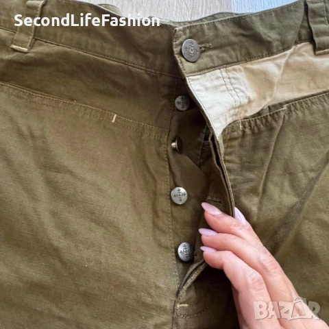 Винтидж мъжки къси панталони Oxbow в цвят каки, ​​размер XL, памучни с копчета, снимка 2 - Къси панталони - 53274631